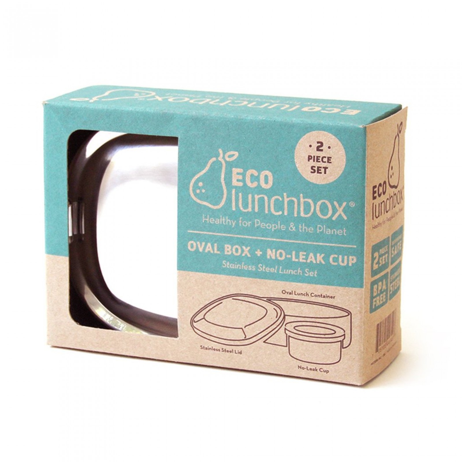 ECOlunchbox OVAL & No-Leak Snack Cup SET 2 - Ανοξείδωτα σκεύη φαγητού